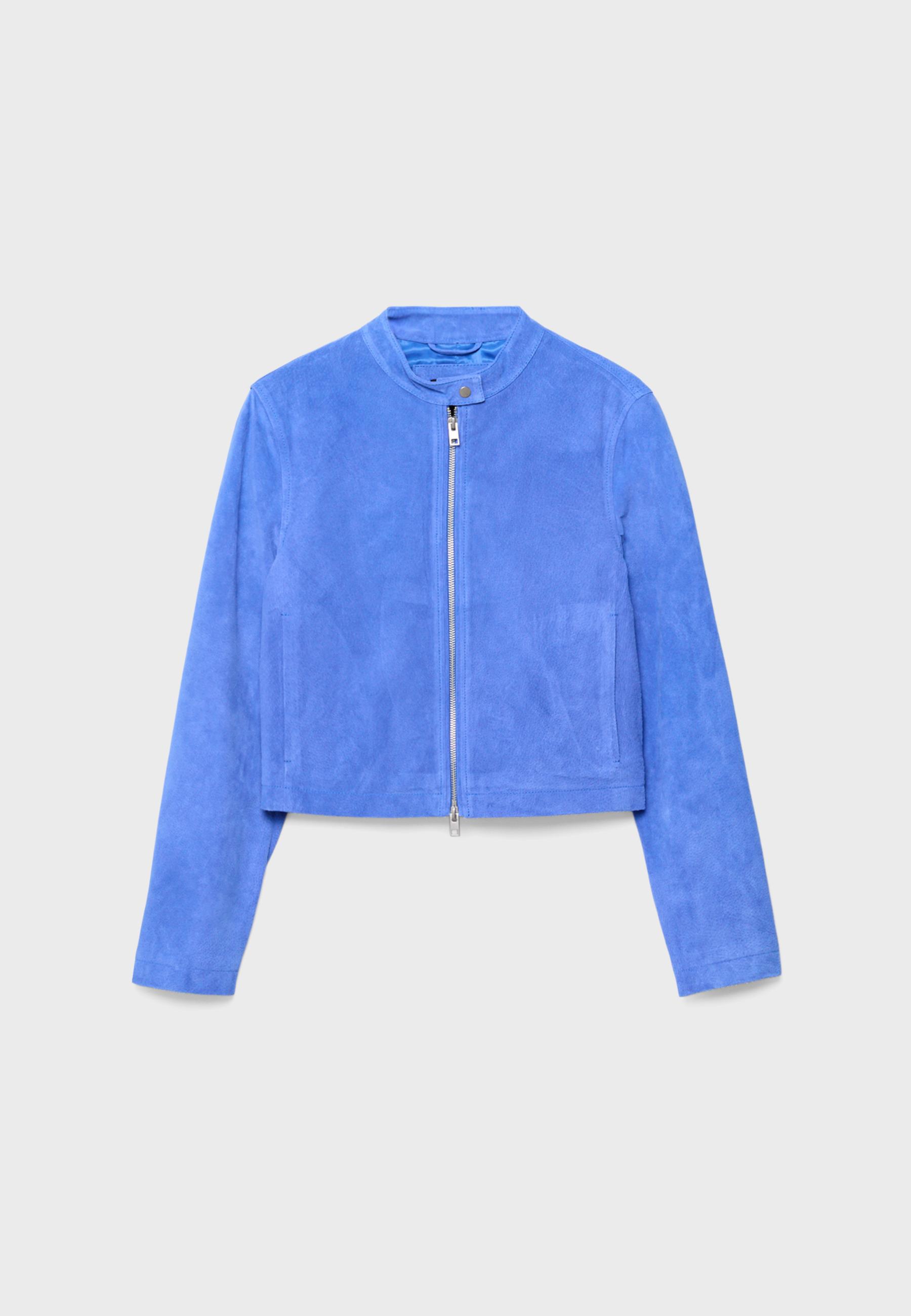 100% leather biker jacket — Royal blue