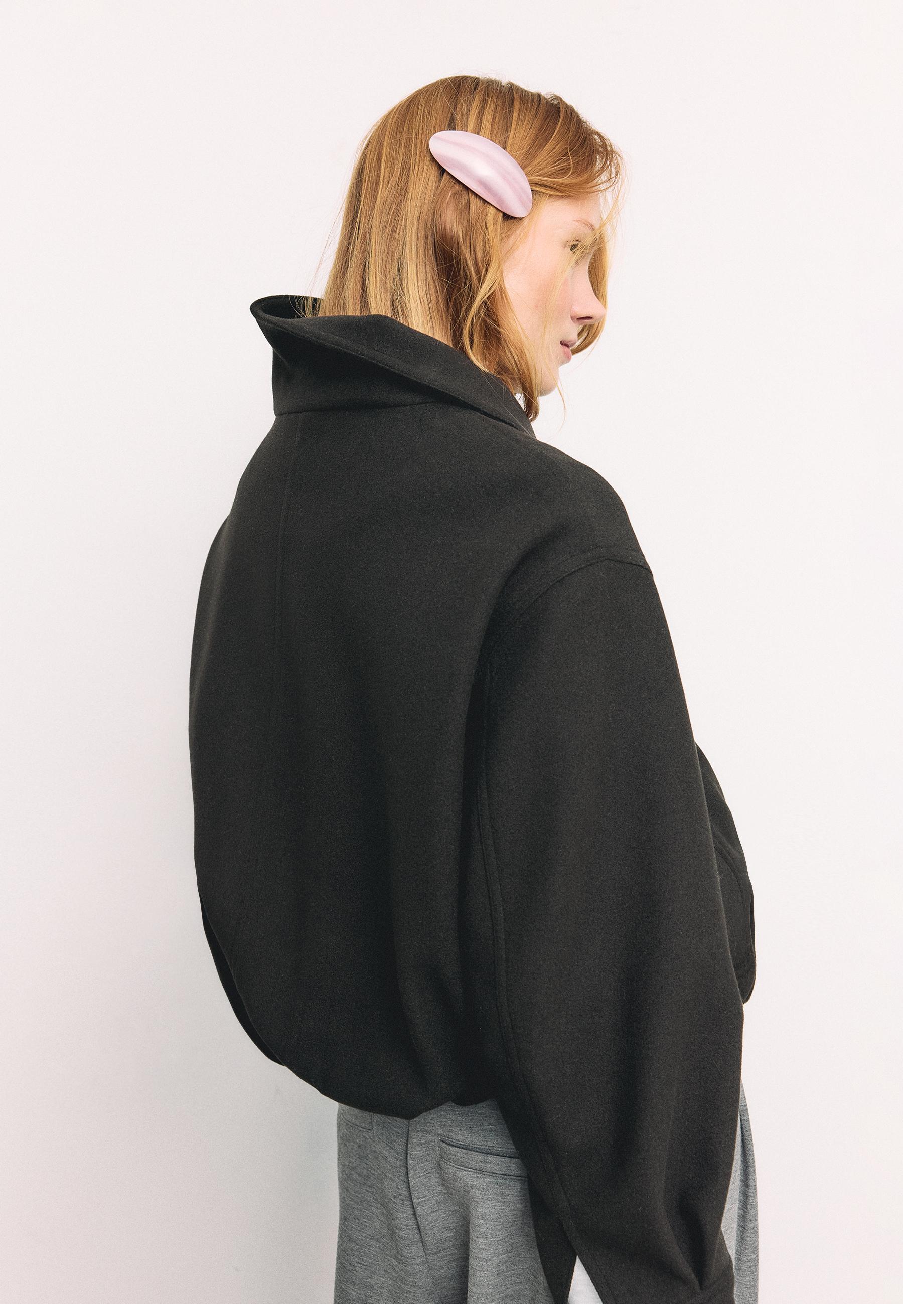 Oversize soft-touch bomber jacket — Black