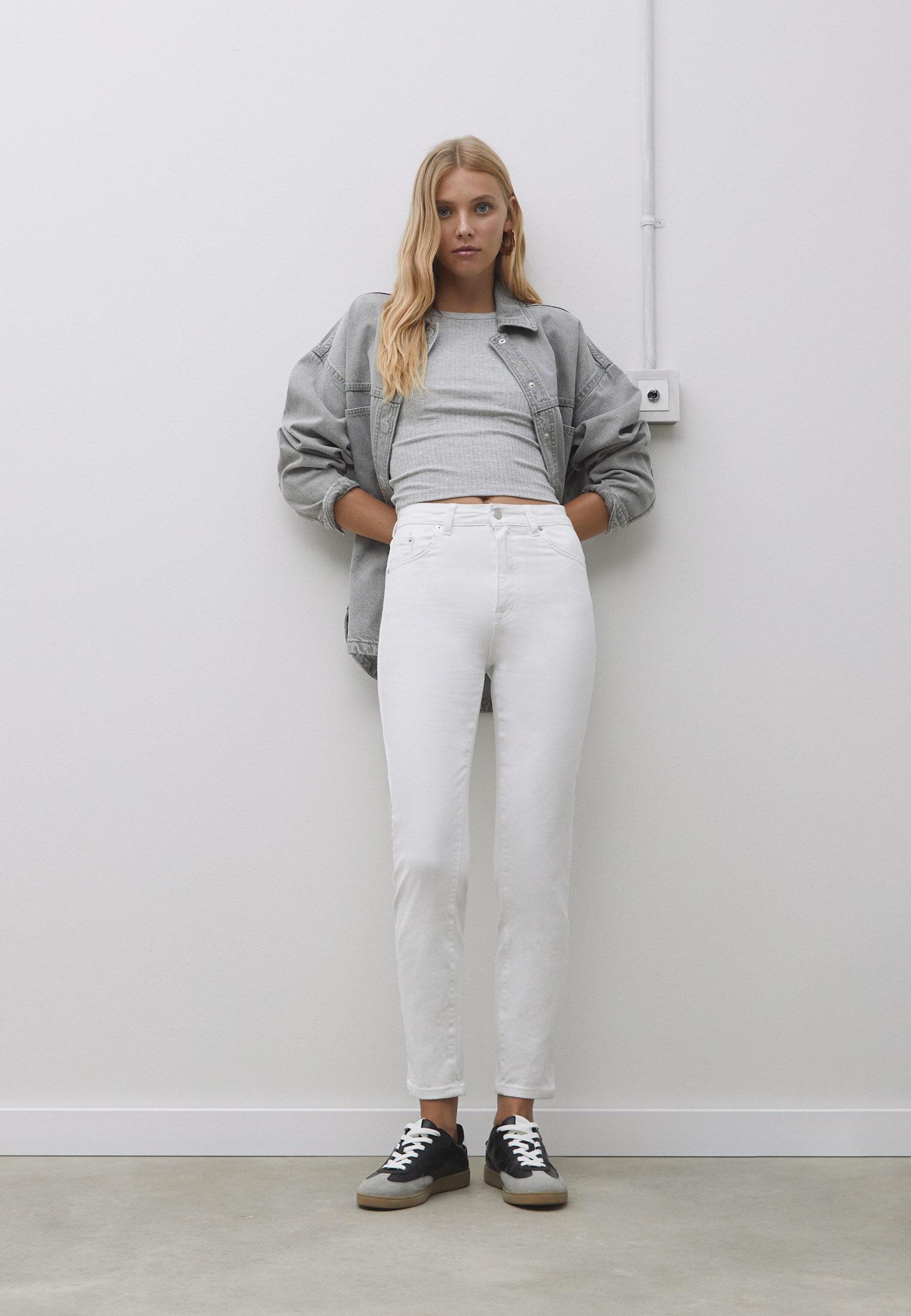 ONLY Jeans Donna Mom Jeans Strappati | Modello Onlella-Riley | Vita Media, Gamba Dritta, Colore Denim Chiaro, Con Strappi - 3