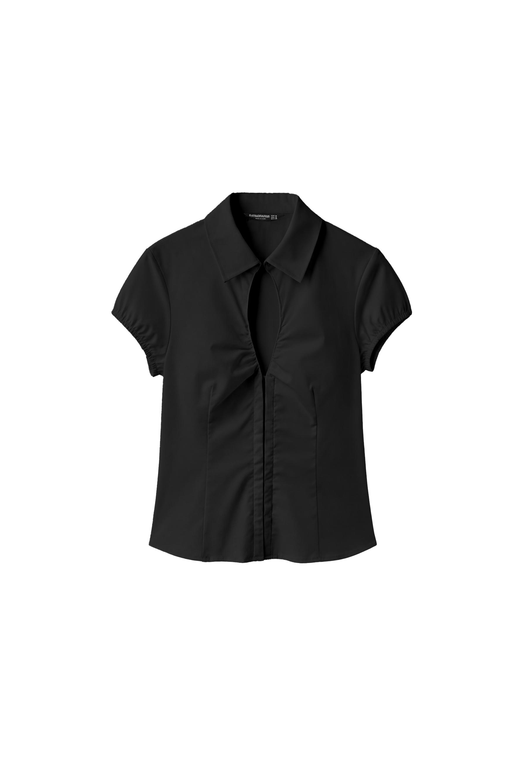 Cut-out short sleeve shirt — Black