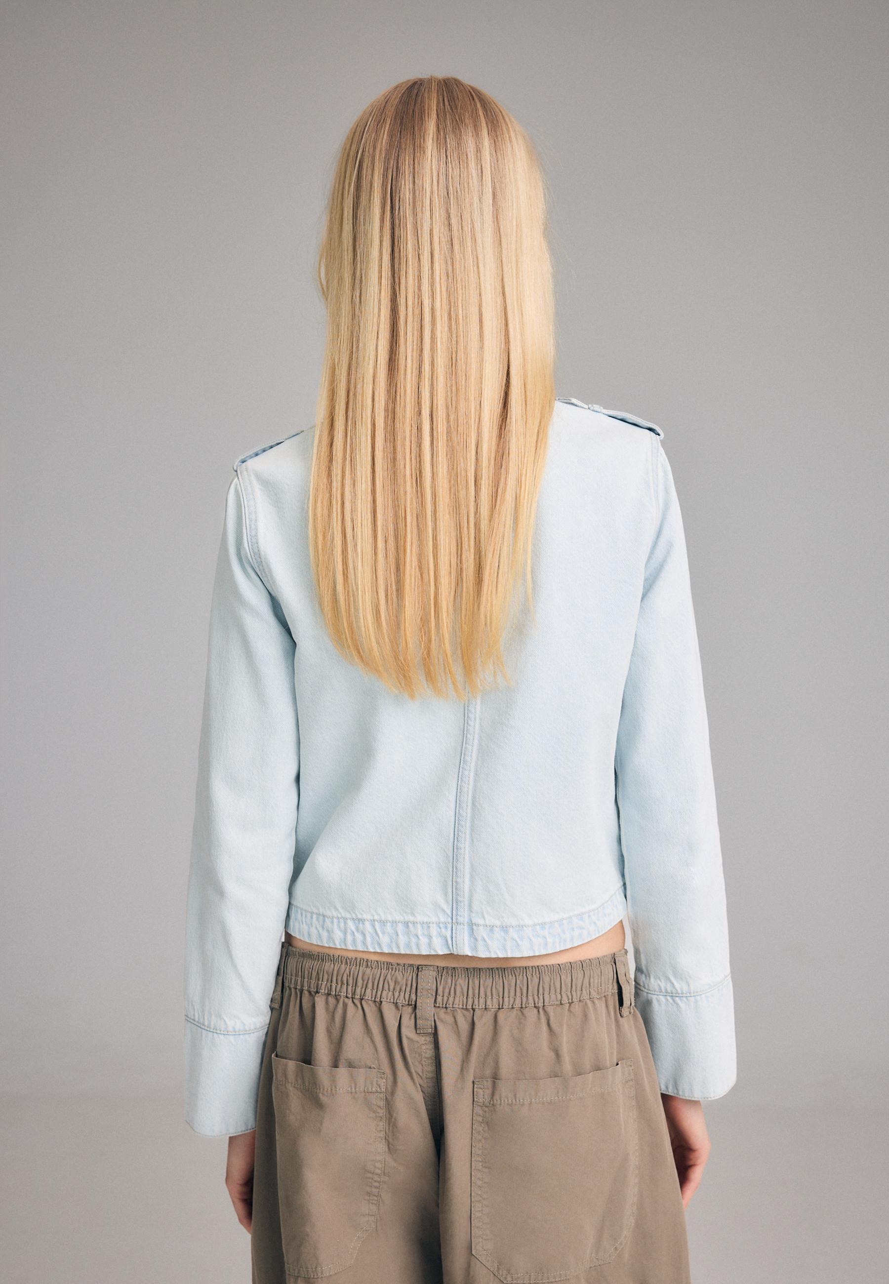 Fitted 100% cotton jacket — MEDIUM LIGHT BLUE DENIM