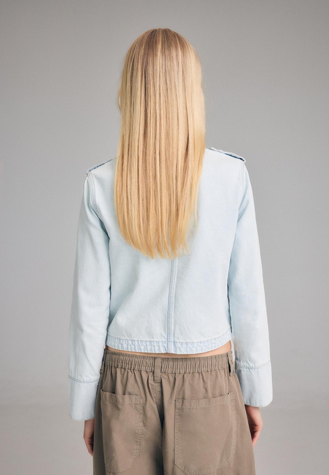 Fitted 100% cotton jacket — MEDIUM LIGHT BLUE DENIM