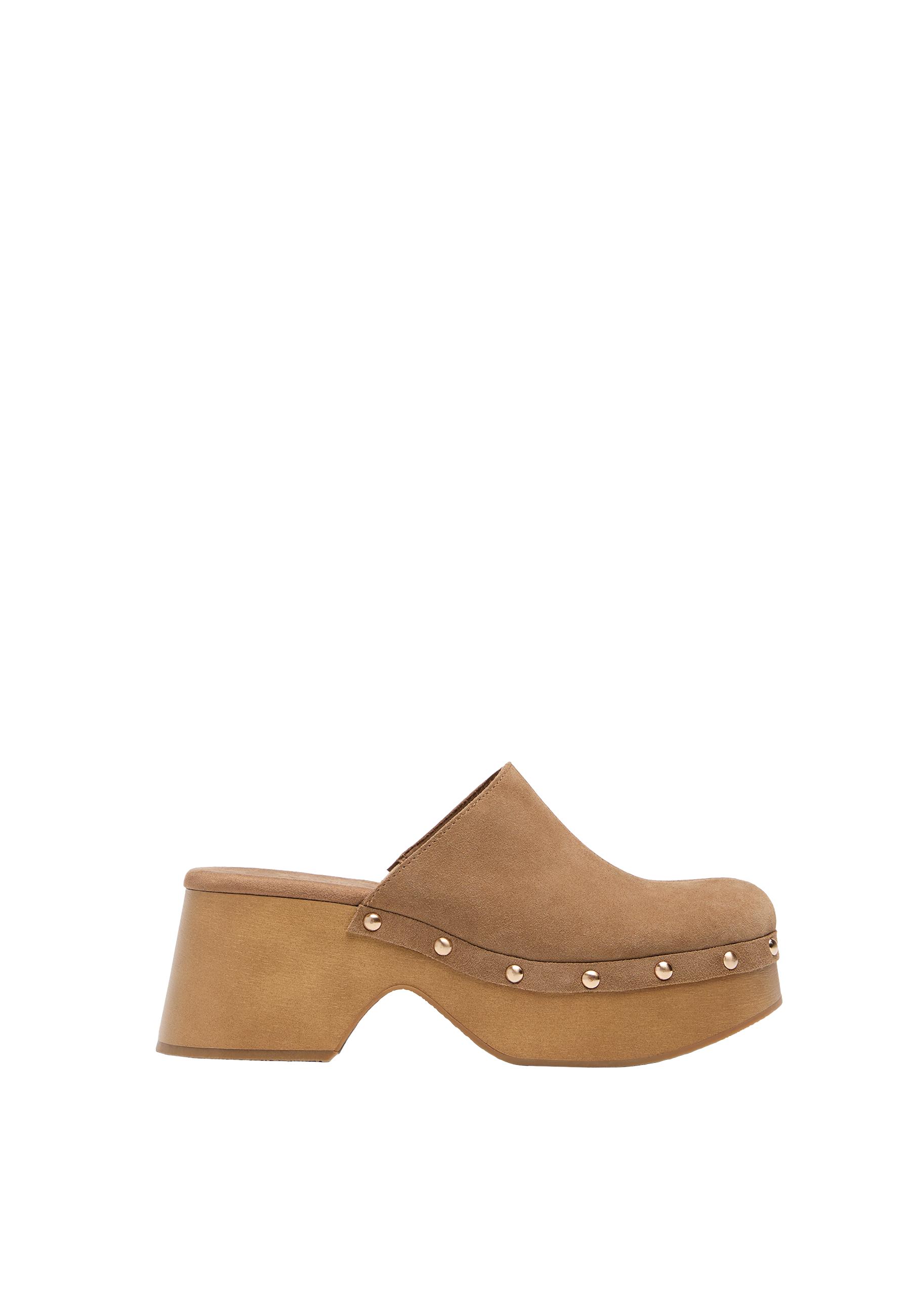 Leather platform clogs — BEIGE