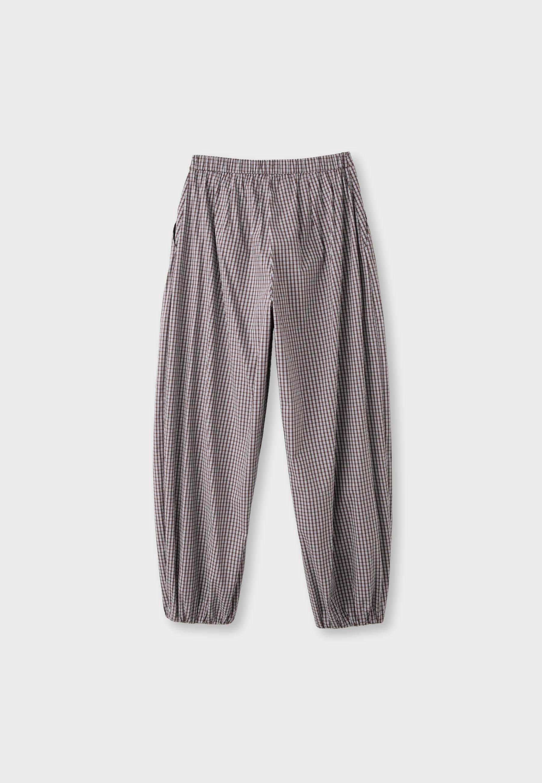 Checked balloon trousers — Brown