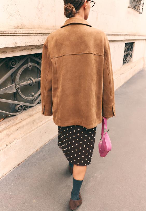 Stradivarius Faux Suede Jacket Beige M