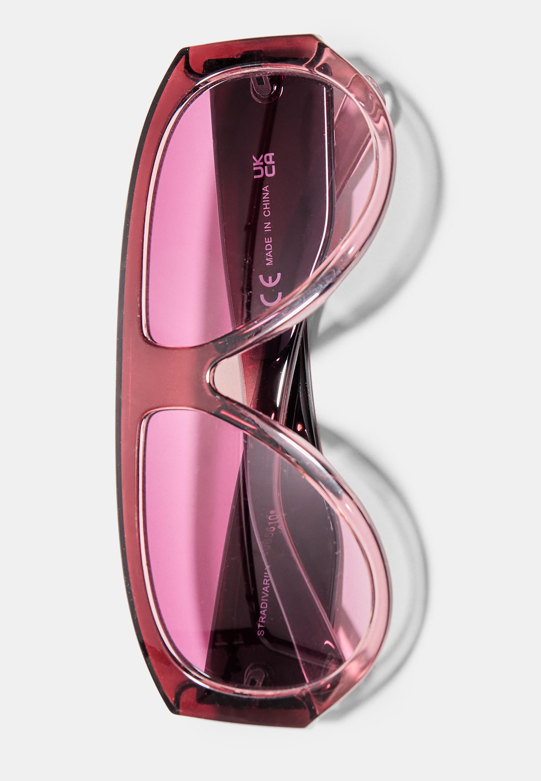 Oval resin sunglasses — Burgundy