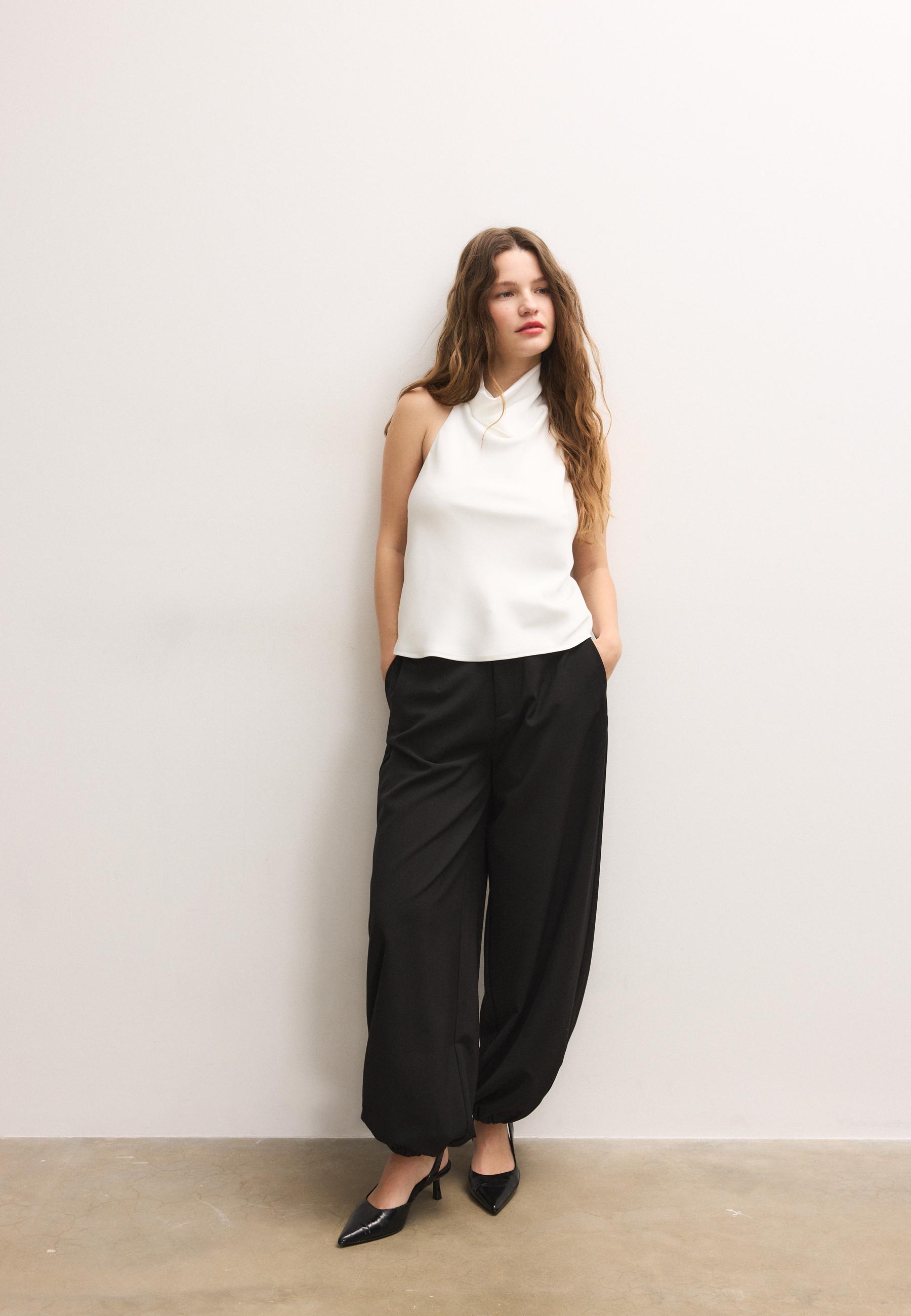 Saten halter top - Görsel 6