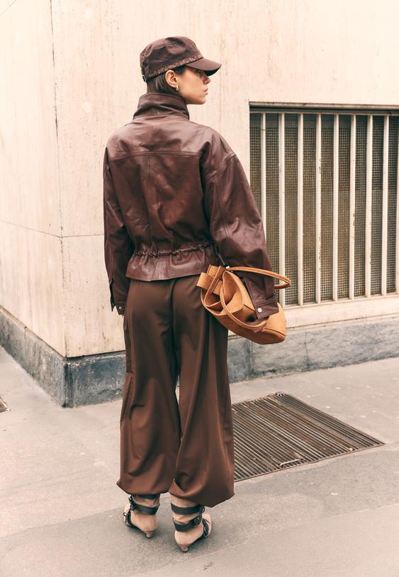 Stradivarius Smart Balloon Fit Trousers Brown Xl