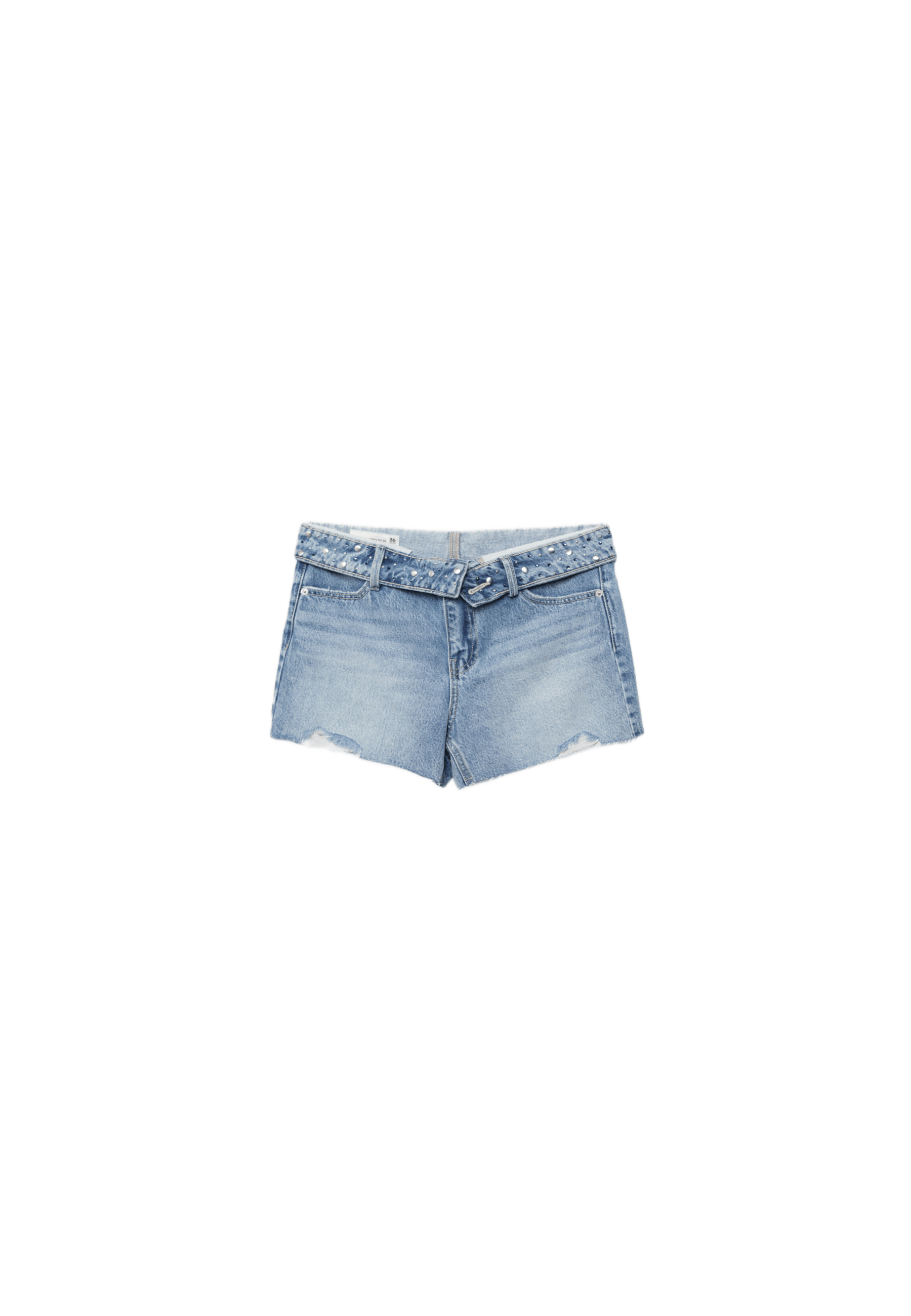 Turn-up waist denim shorts — OVERDYED BLUE DENIM