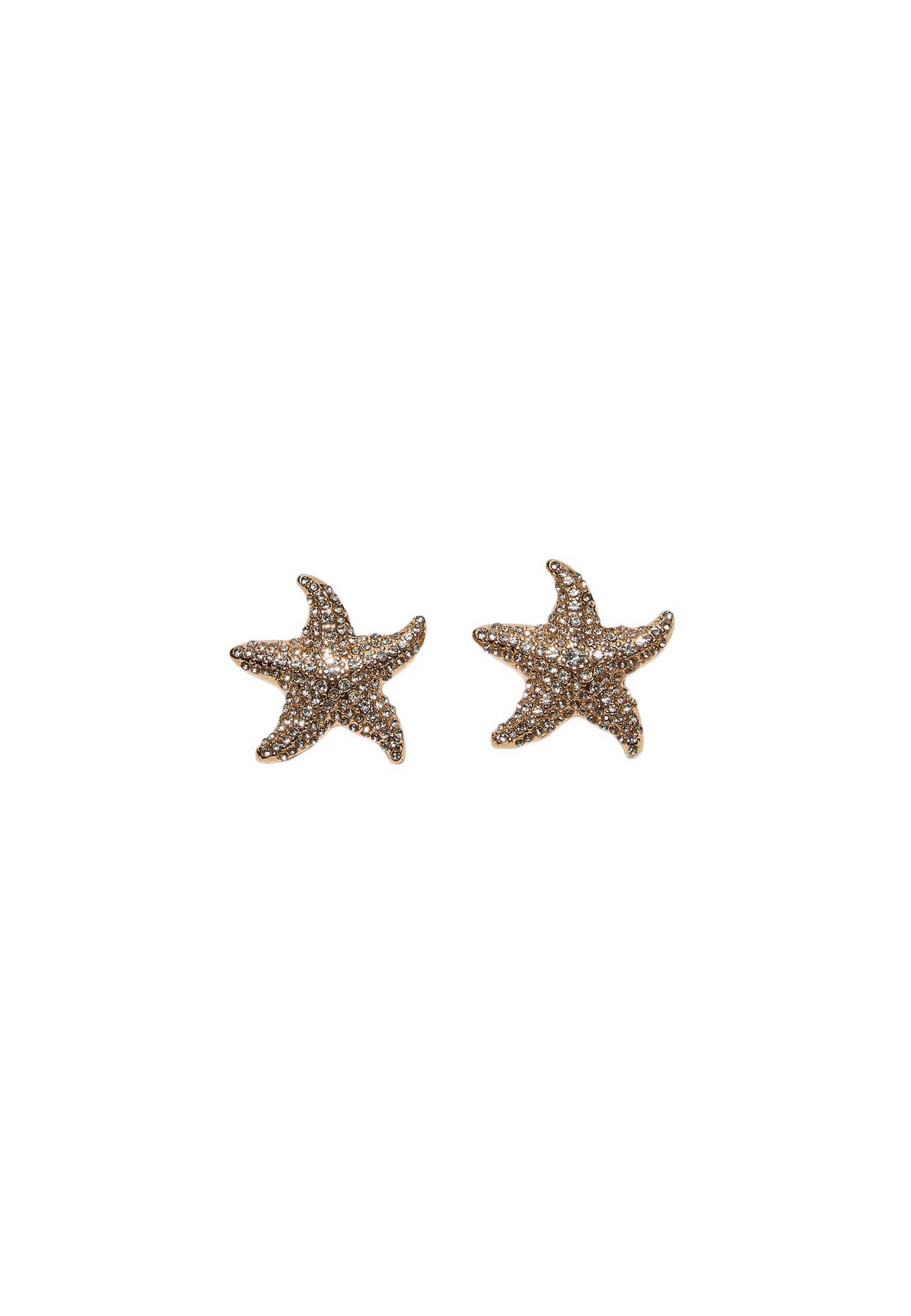 Starfish rhinestone earrings — Gold