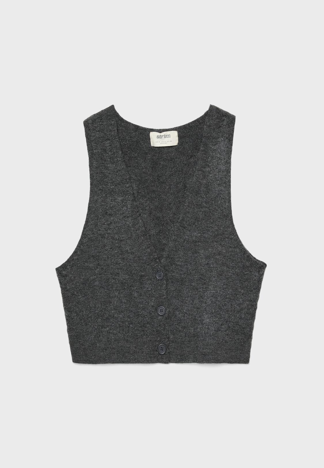 Chaleco Crochet Chaleco Punto Gris Stradivarius Chaleco Punto Gris