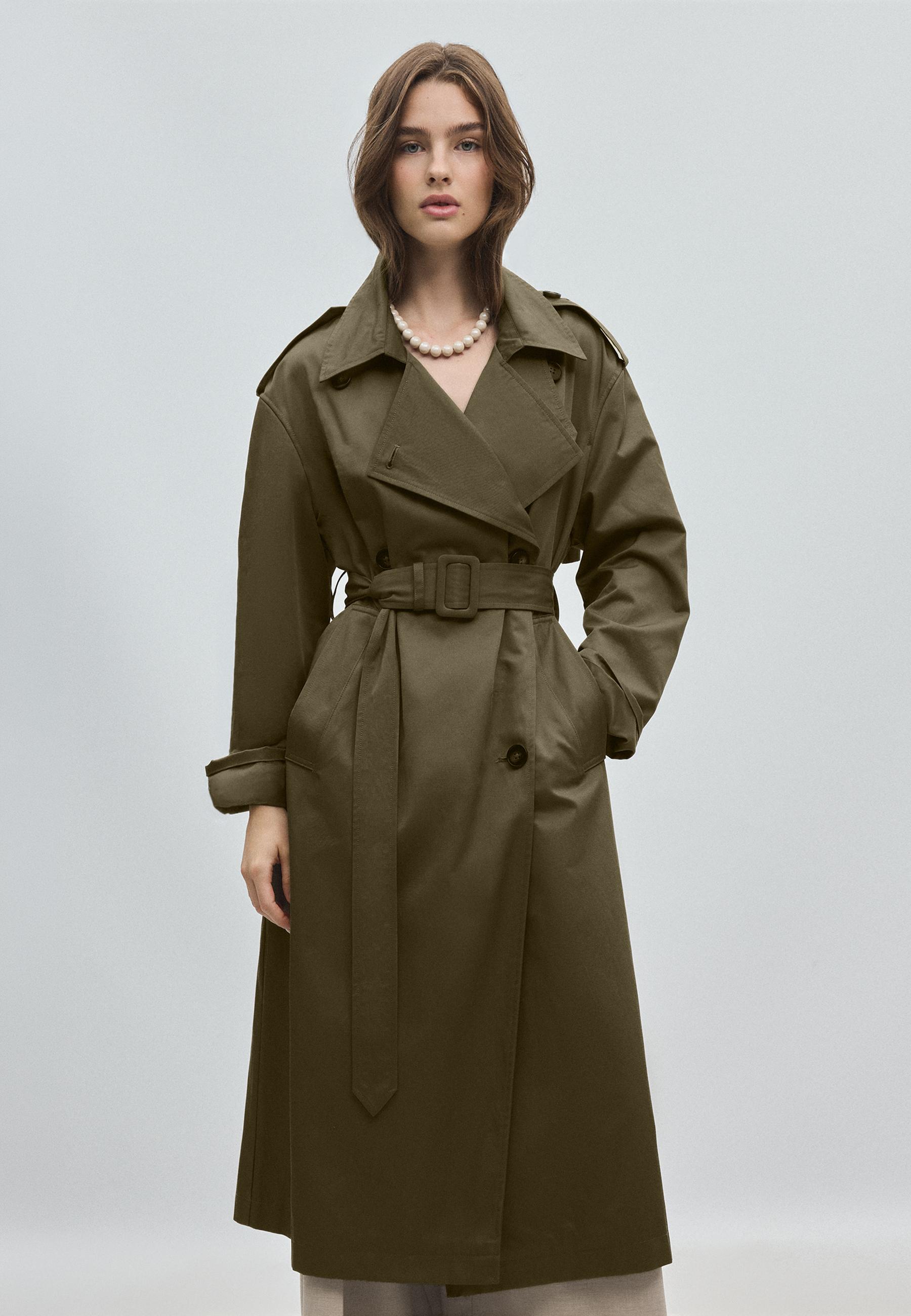 Long basic trench coat — Khaki