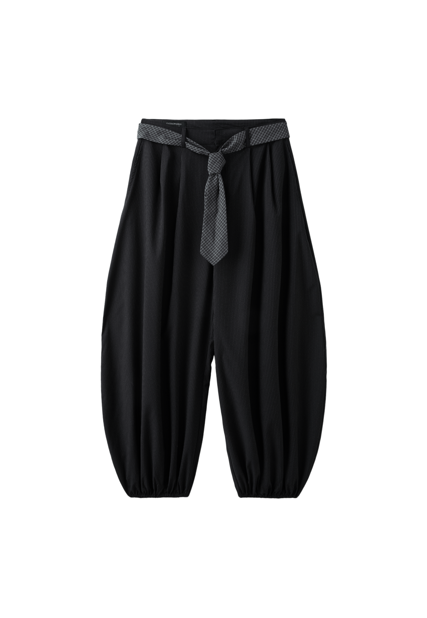 Voluminous tie-detail sarouel trousers — Black