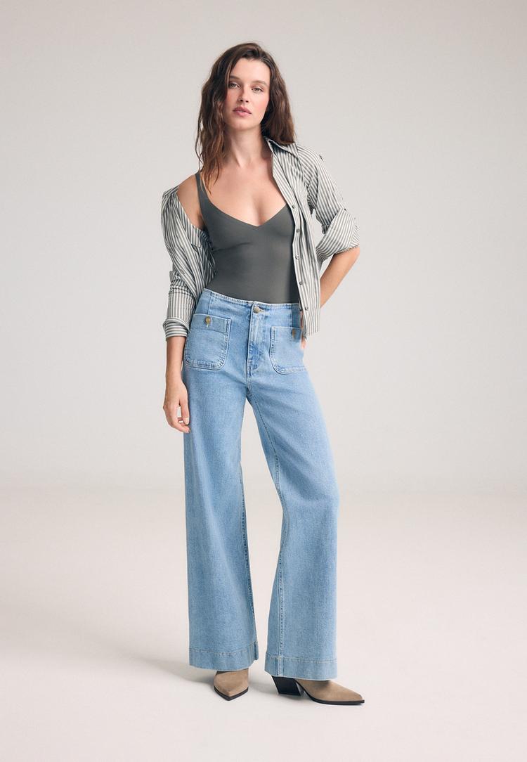 d77 minimalistische jeans met zakken