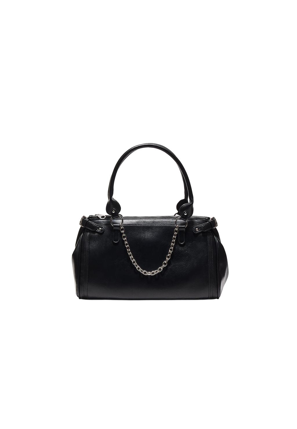 Leather effect shoulder bag with chain