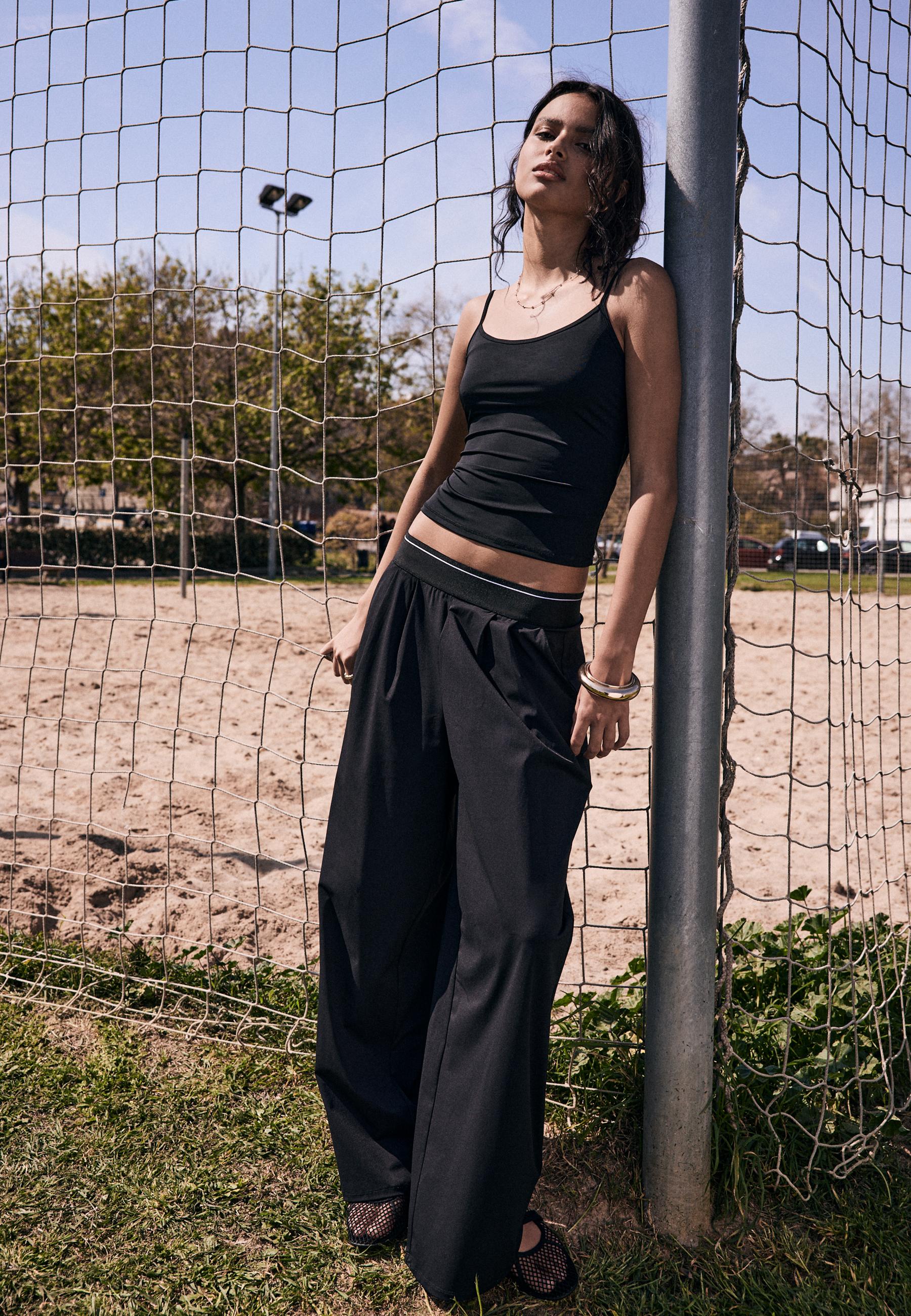 Lastikli bel palazzo jogger pantolon