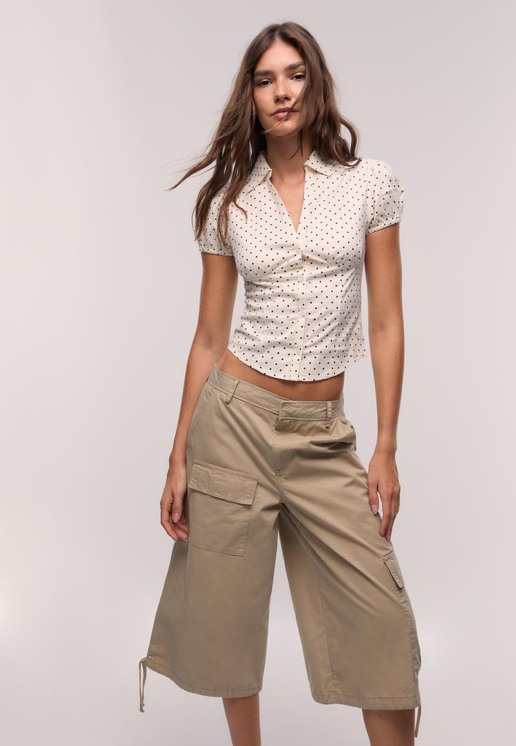 camisa fitted manga corta topos