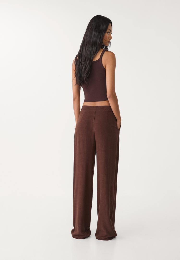 pantalon fluido lazo con lino