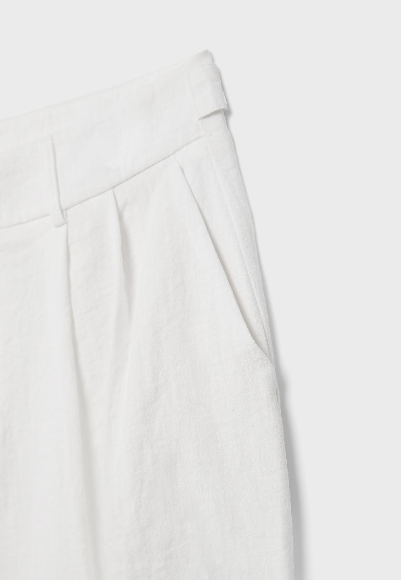 Adjustable rustic wide-leg button trousers — Ecru