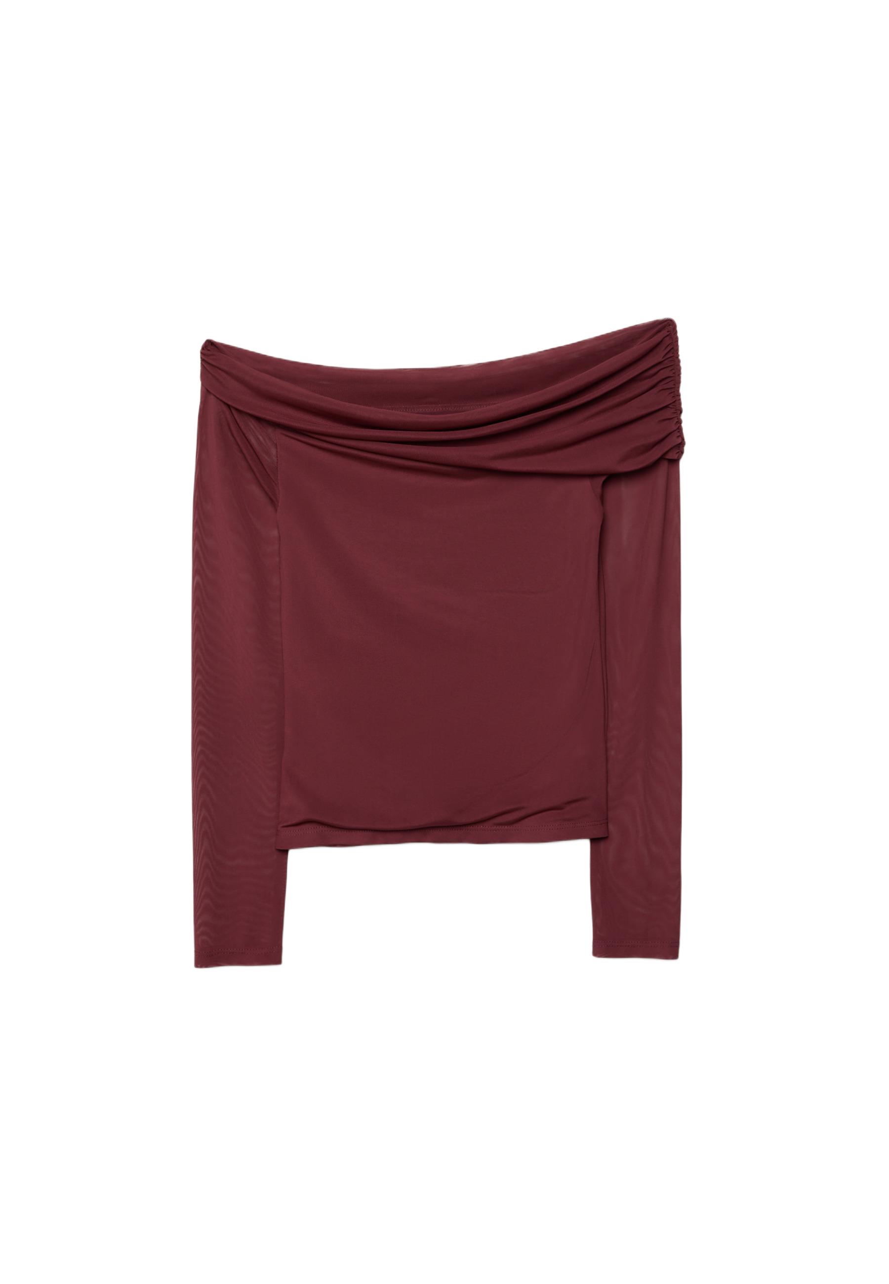 Asymmetric tulle T-shirt — Purple