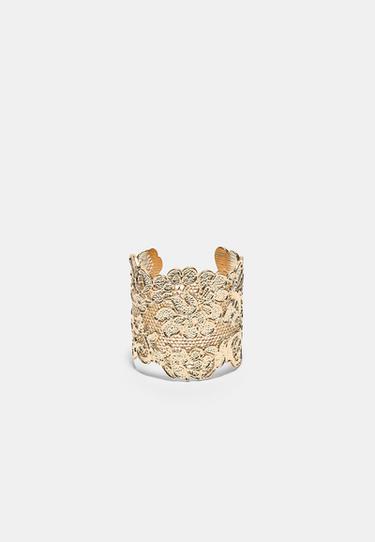 Lace-effect rigid bangle — Gold 1