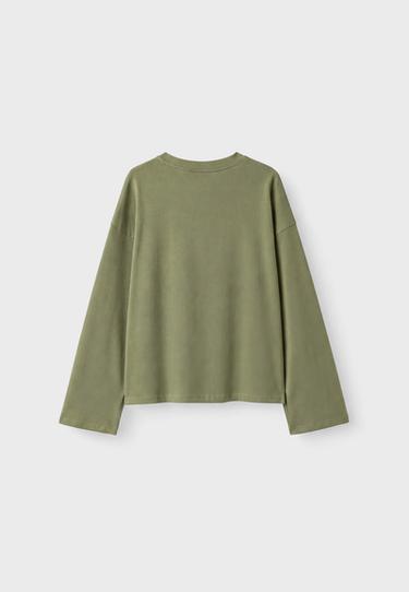 Boxy long sleeve T-shirt — Khaki 8