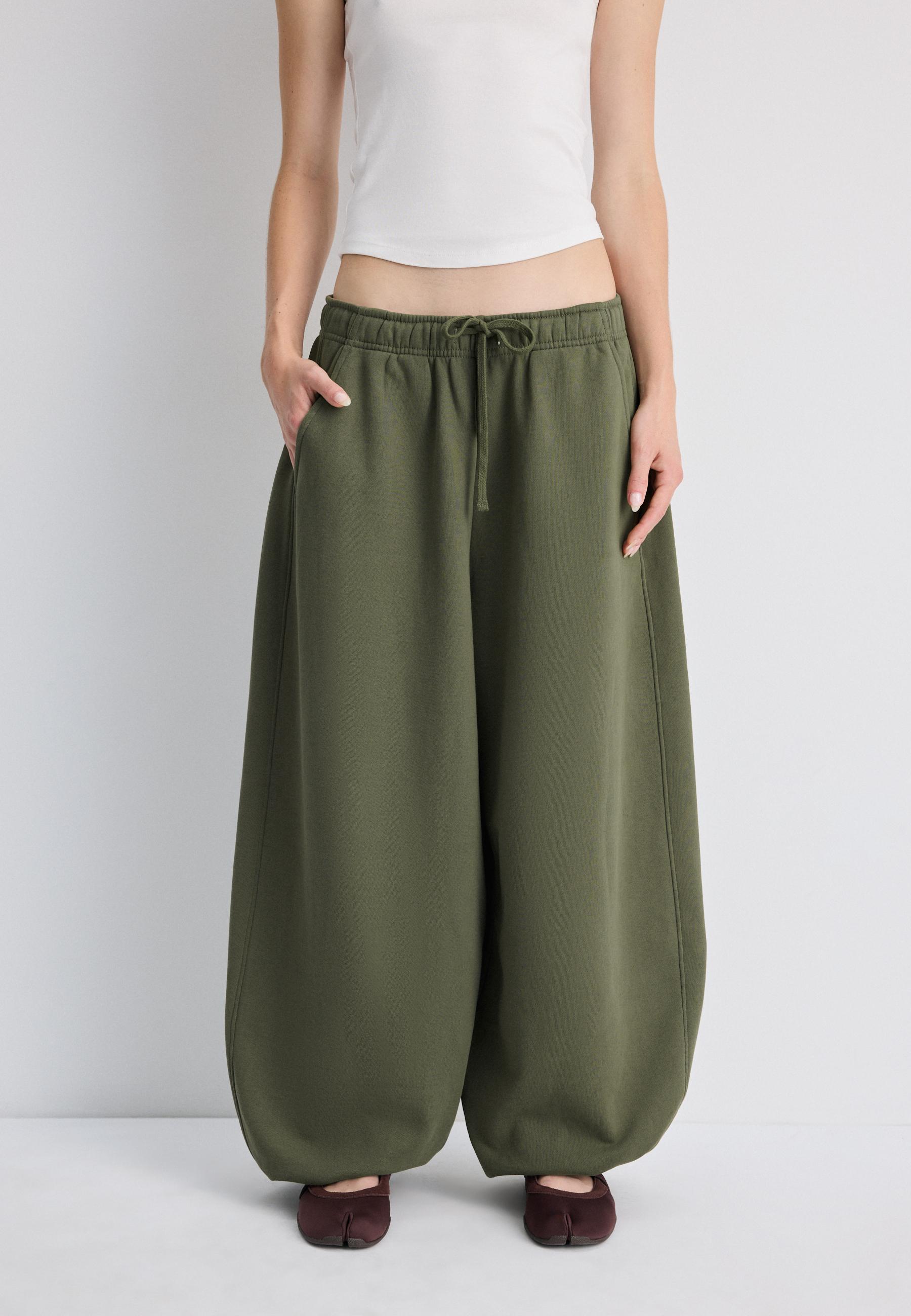 Plush jogger trousers with toggles — Khaki