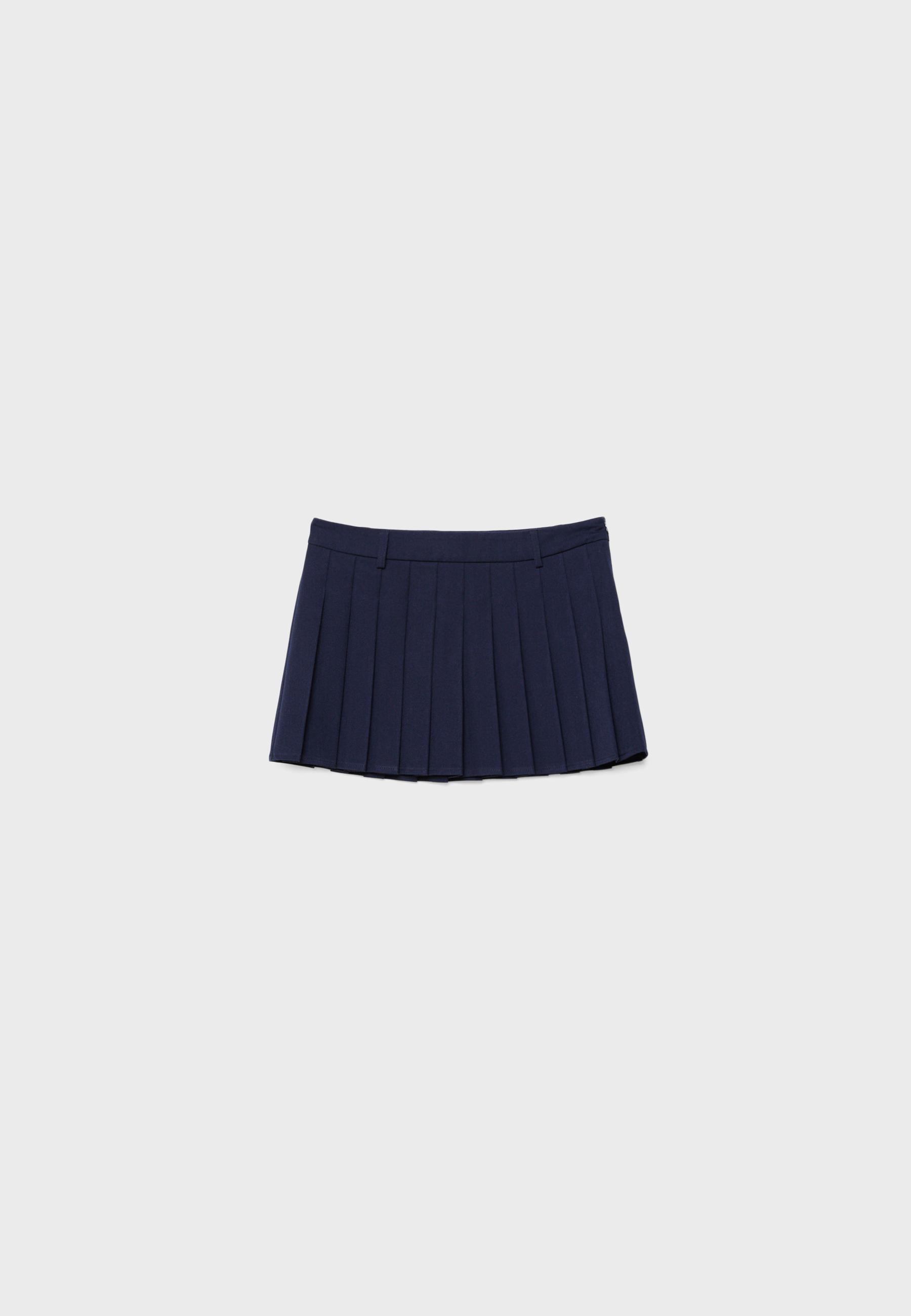 Box pleat mini skirt — Navy blue
