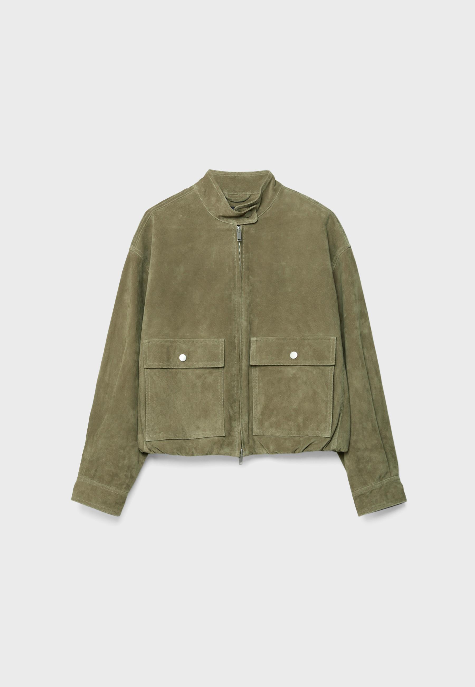 Leather jacket with pockets — Khaki