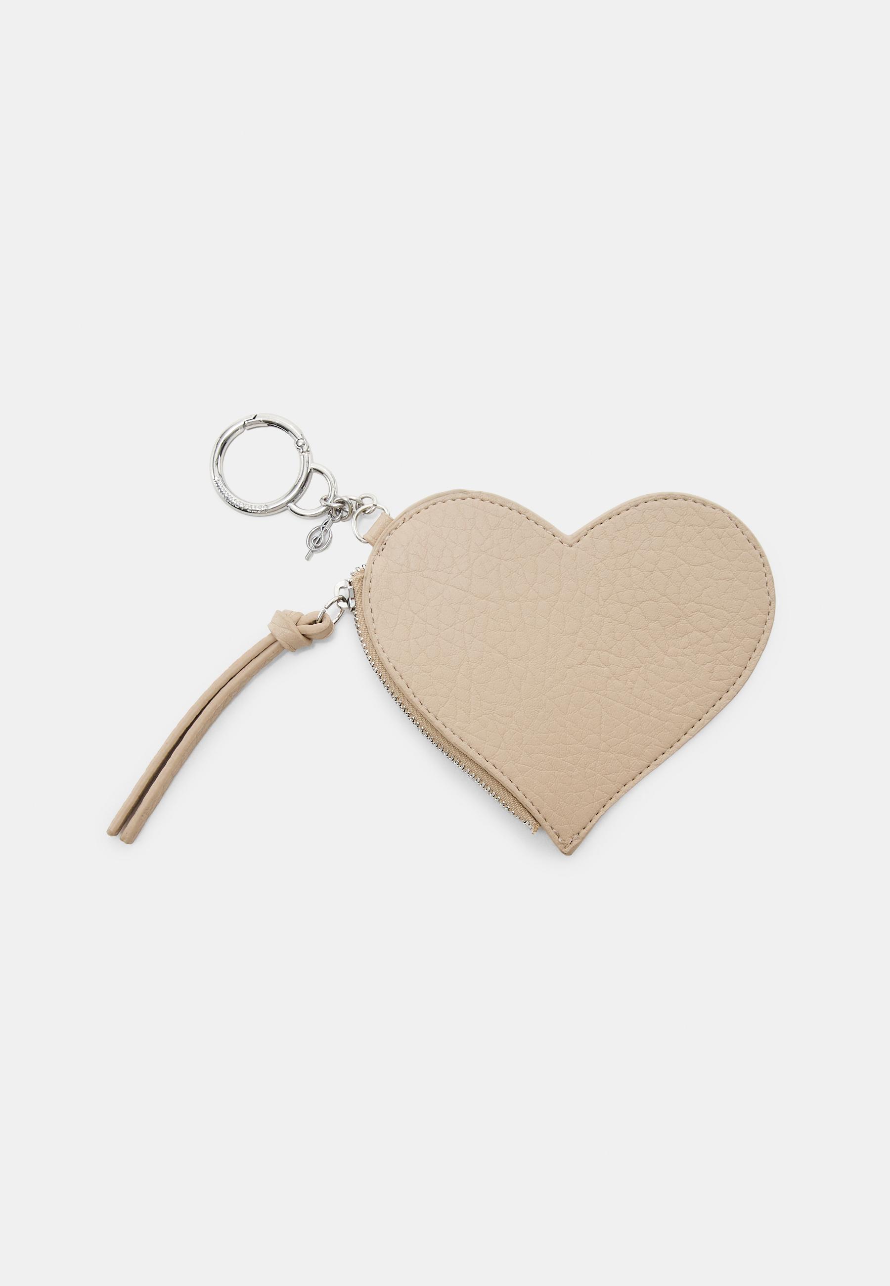 Heart mirror purse charm keyring — Ecru