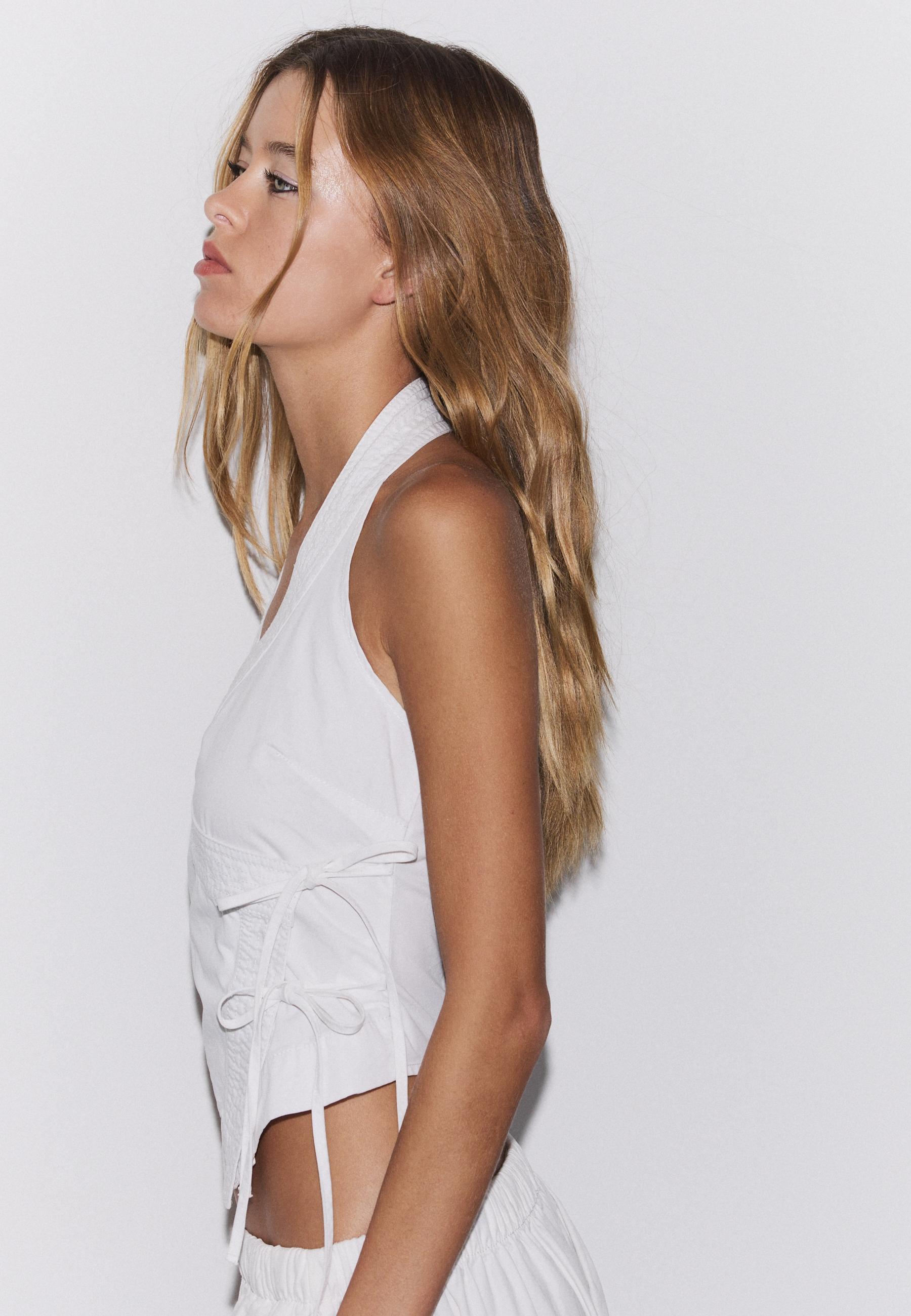 Halter neck wrap top — Ecru