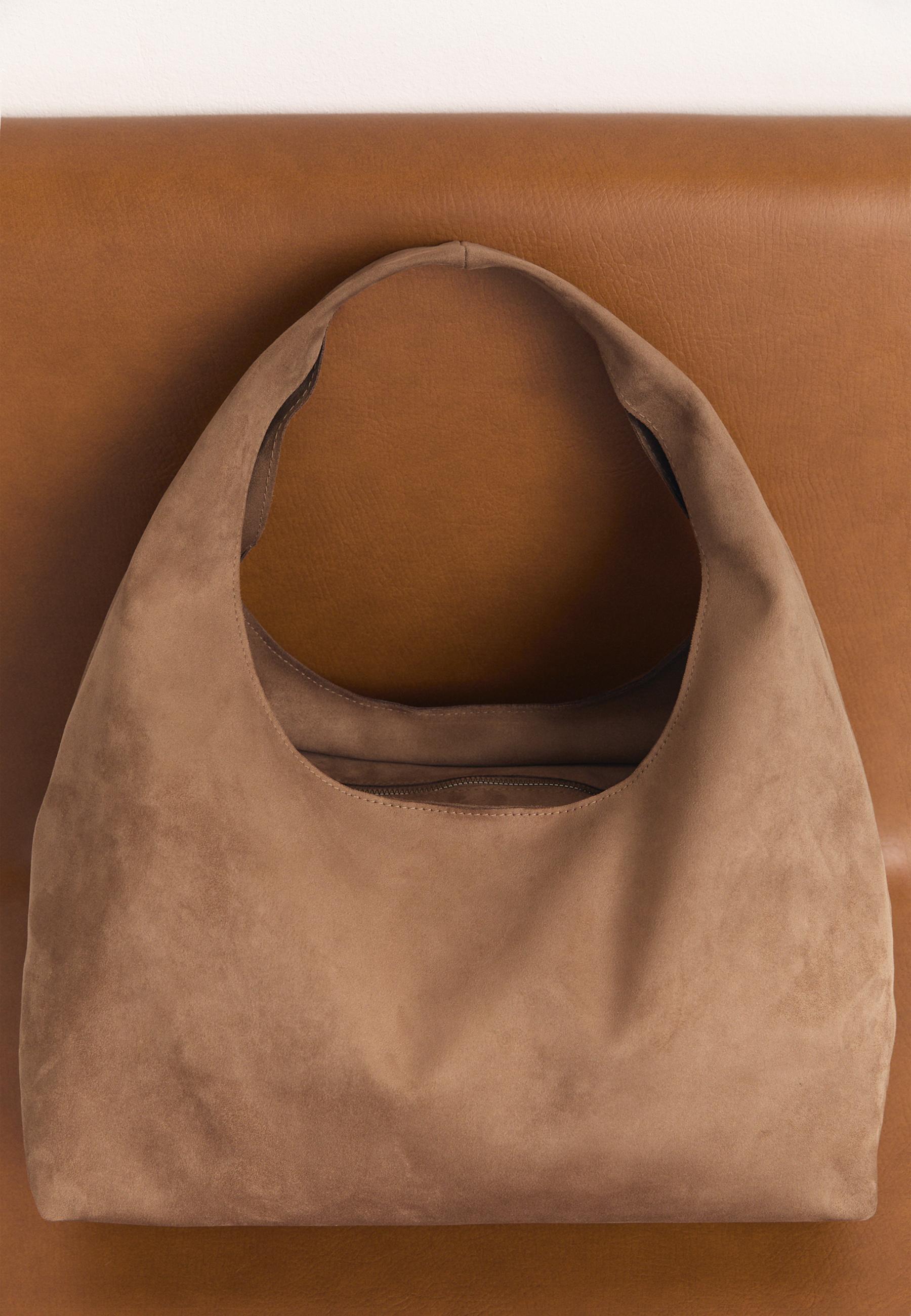 Faux suede shoulder bag — Beige