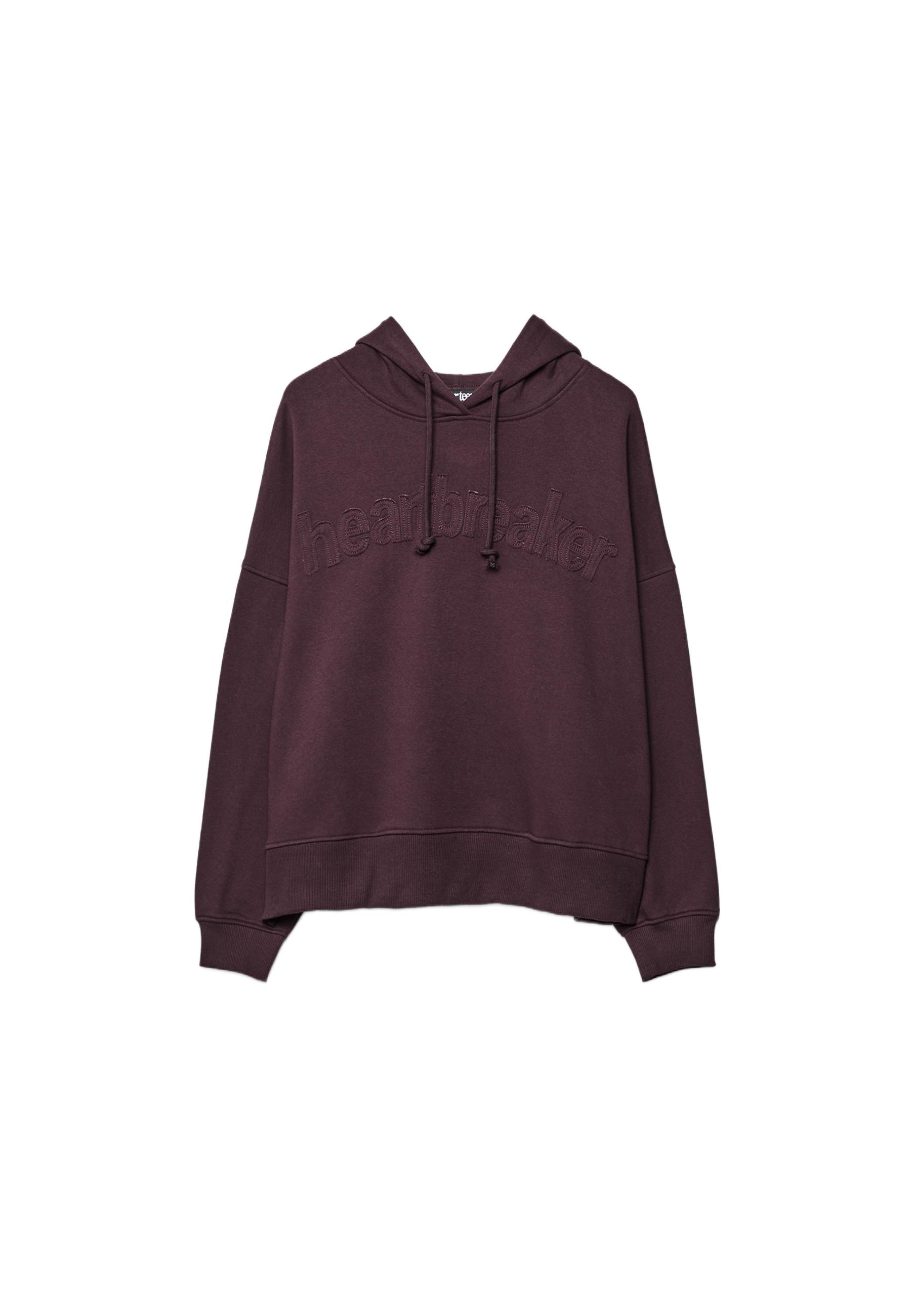 Embroidered hood sweatshirt — Burgundy