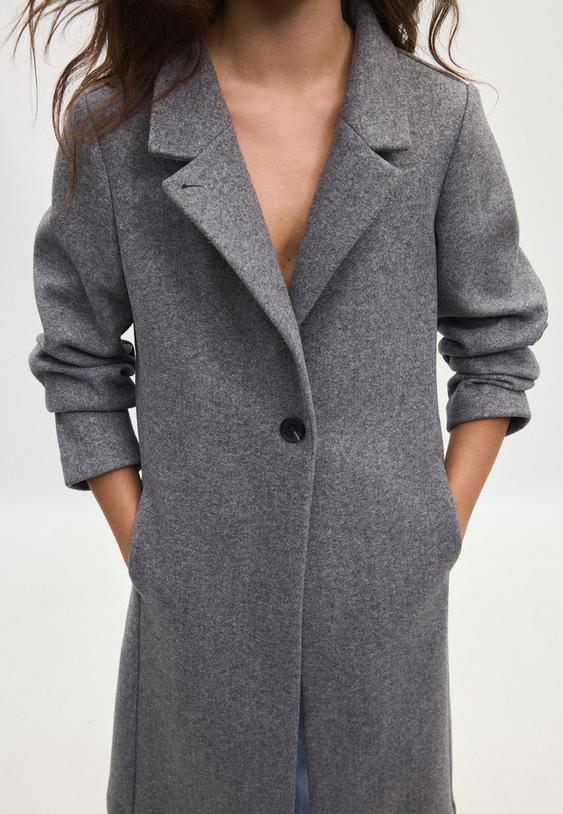 Stradivarius Basic Soft-Touch Coat Dark Grey S