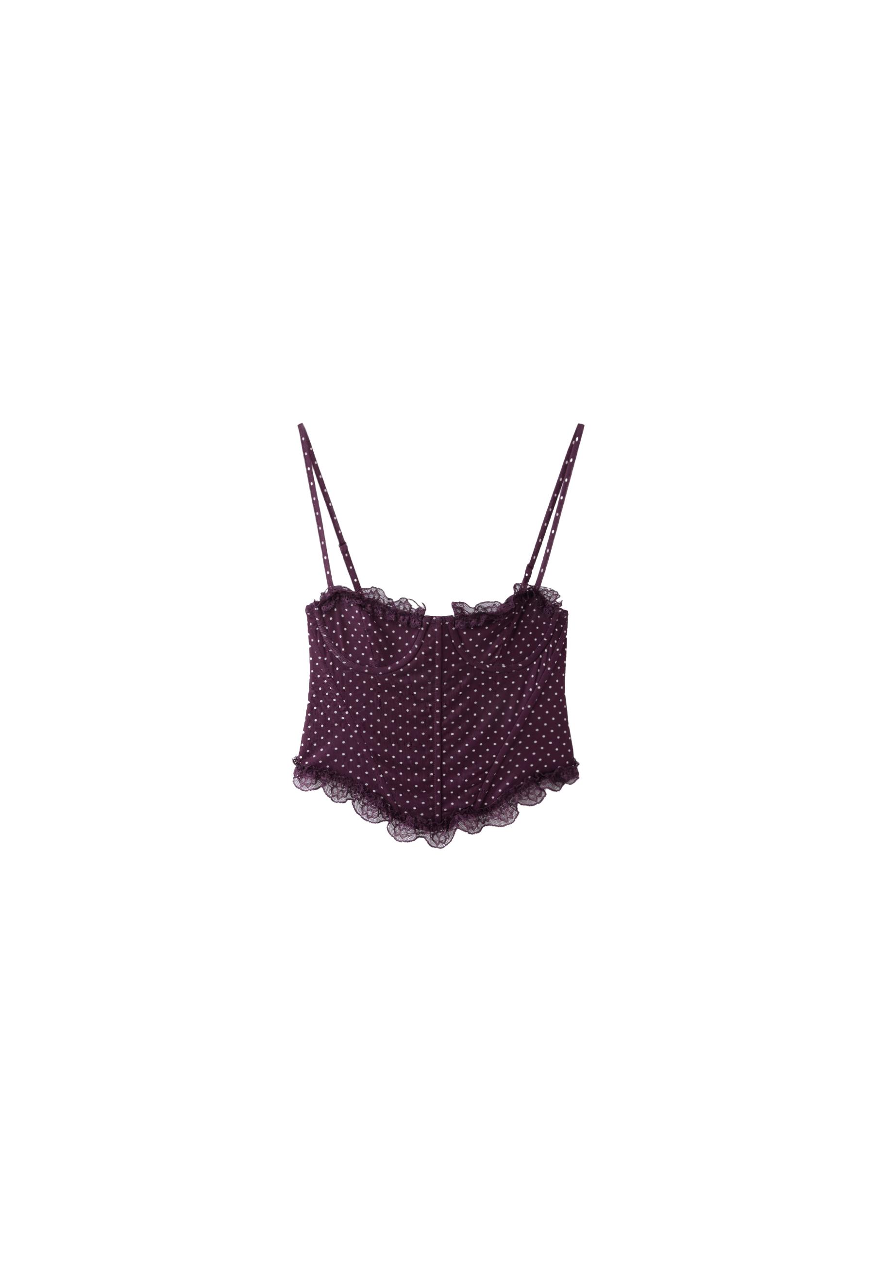 Fitted floral print cropped top — Purple