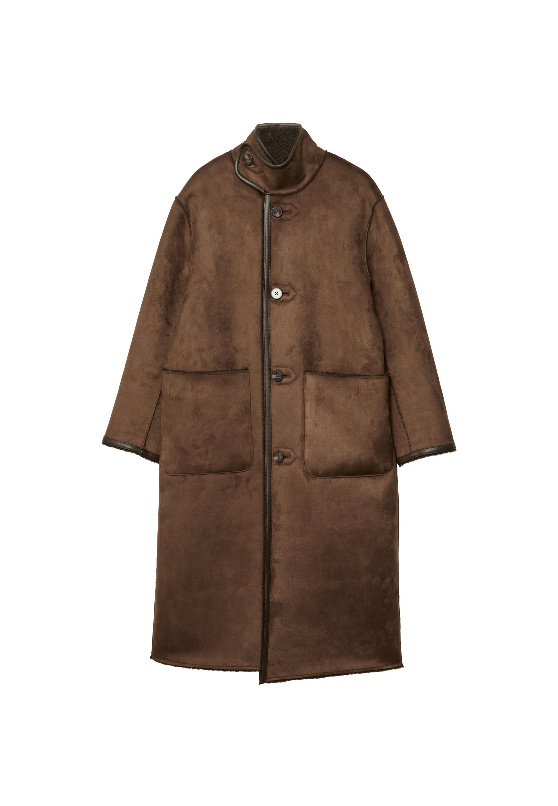 Long reversible double-faced coat — Brown