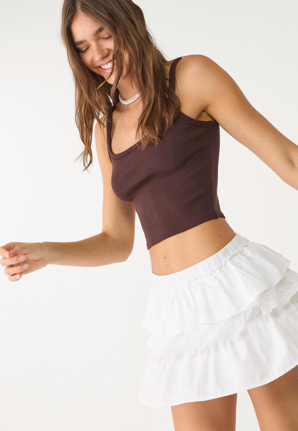 Hosenrock mit Volants und kombiniertem Lace