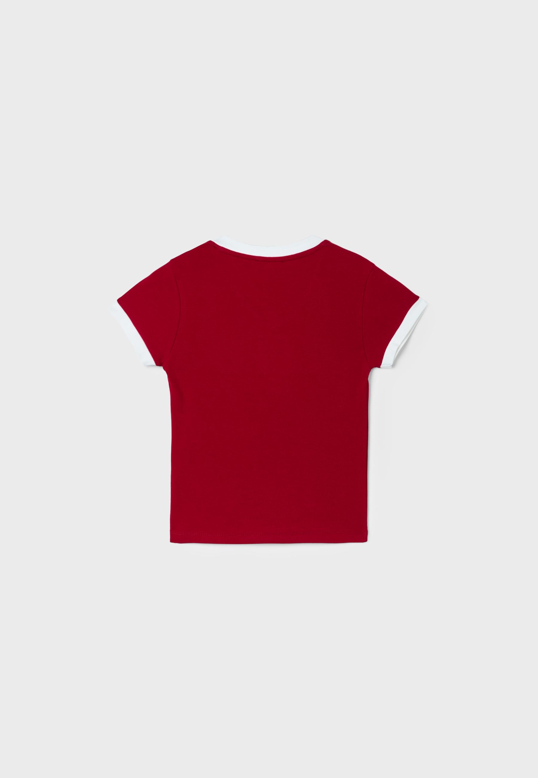 Graphic V-neck T-shirt — Red