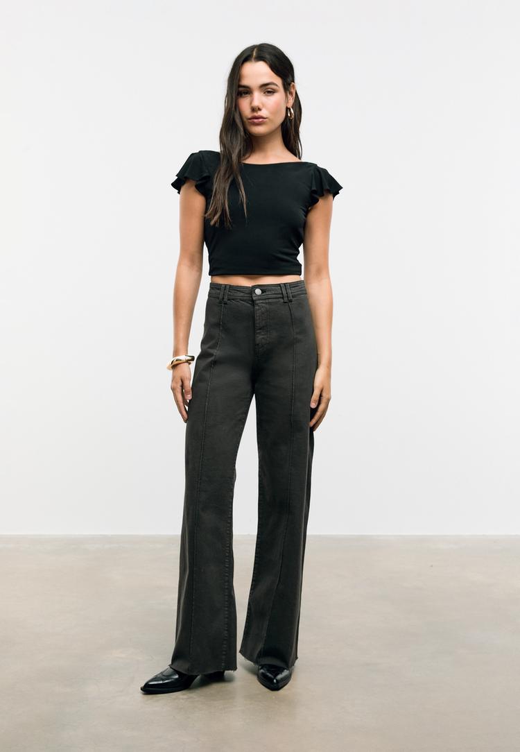 d63 jeans wide leg costuras