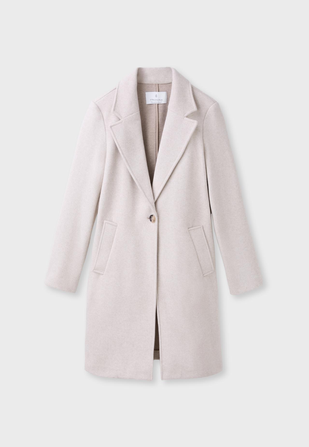 Midi button coat — Ecru