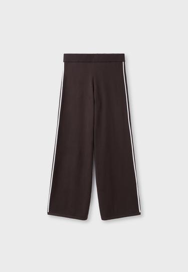 Knitted stripe jogger trousers — Brown 7