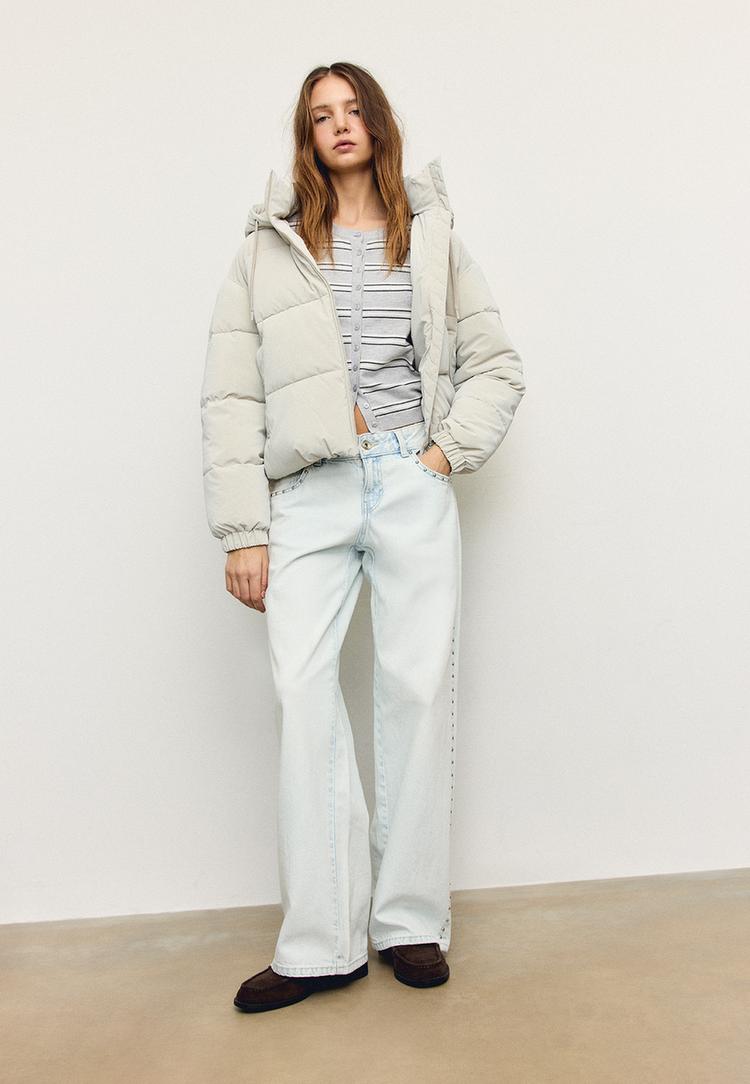 Gesteppte Jacke mit Kapuze Vanille XL