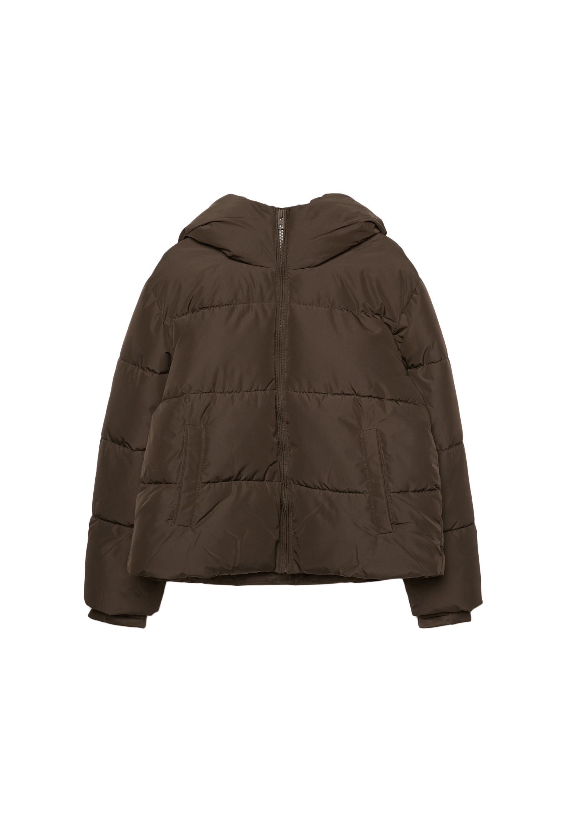 Hooded padded jacket — Brown