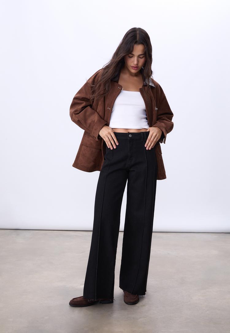 d63 jeans wide leg costuras