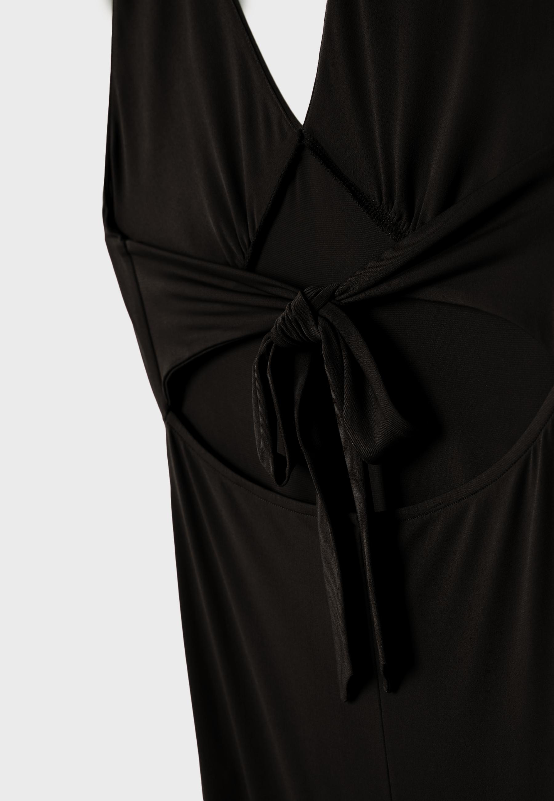 Midi dress with knot in back — Black