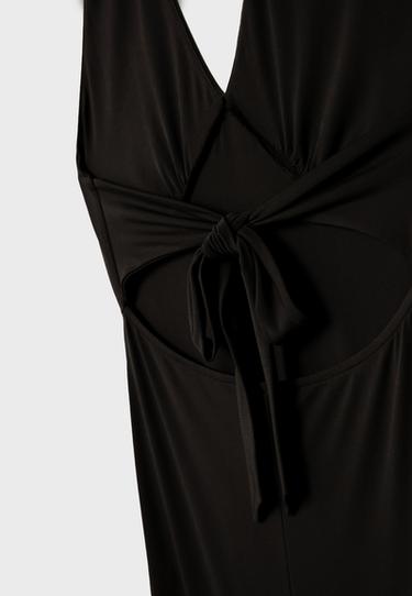 Midi dress with back knot — Black 8