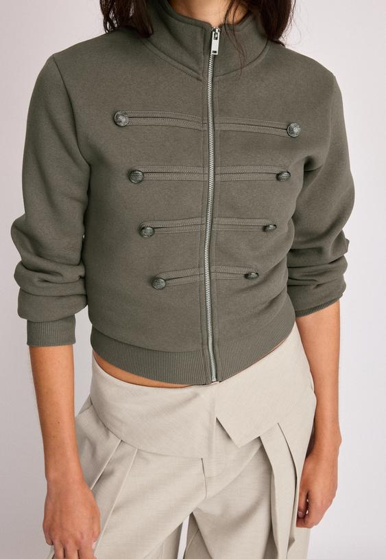 sweat zippe a boutons metalliques