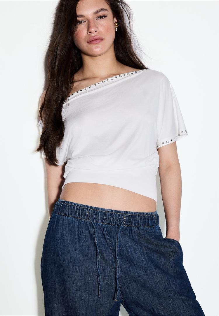 pantalon fluido denim cordon