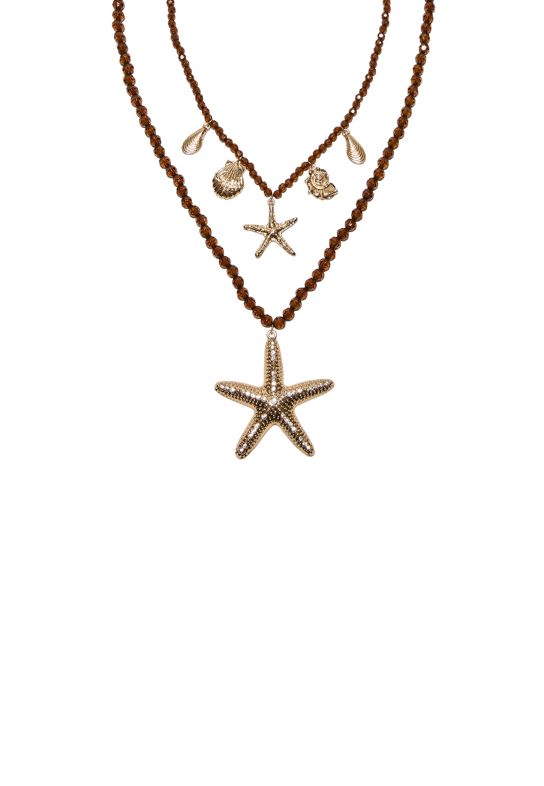 Set of 2 beaded starfish necklaces — Gold