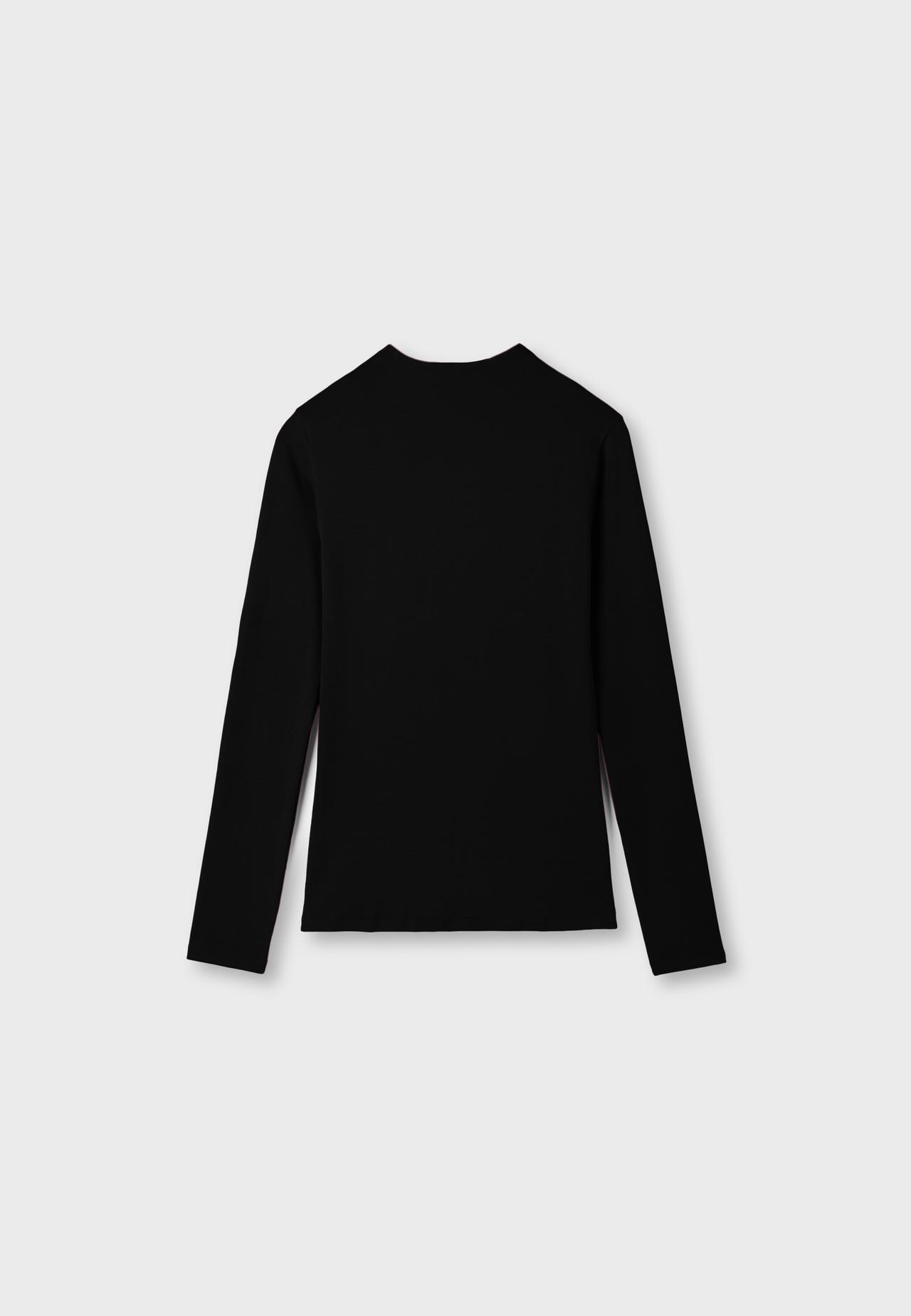 Basic funnel neck T-shirt — Black